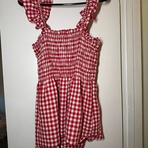 Red Gingham Sleeveless Shirt